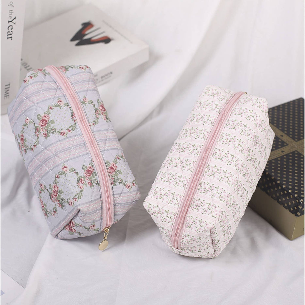 Quilted Floral Design Cosmetic Bags - TOSHA