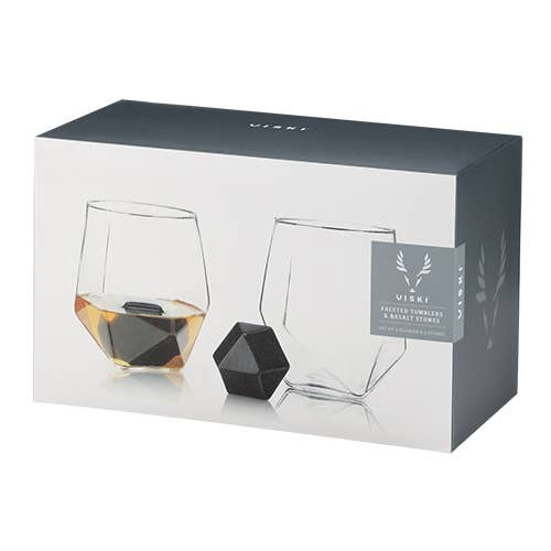 Faceted Tumblers & Hexagonal Basalt Stones individually