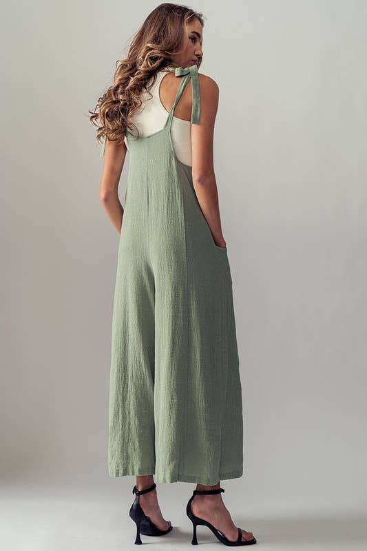 TIE STRAPS WIDE LEG JUMPSUIT