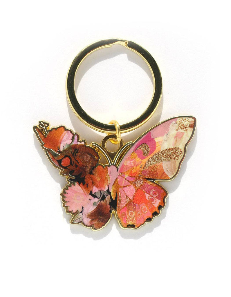 Monarch Butterfly, Cute Gold Enamel Keychain and Bag Charm