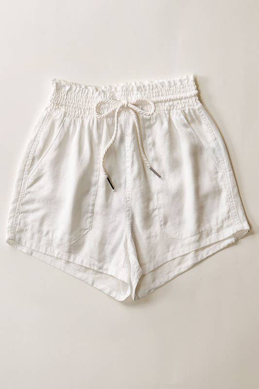 ROPE DRAWSTRING TENCEL SUMMER SHORTS