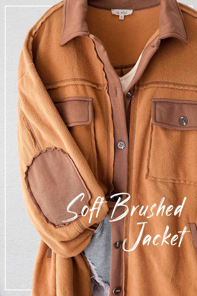 Soft Brushed Button Down Long Sleeve Fleece Shacket
