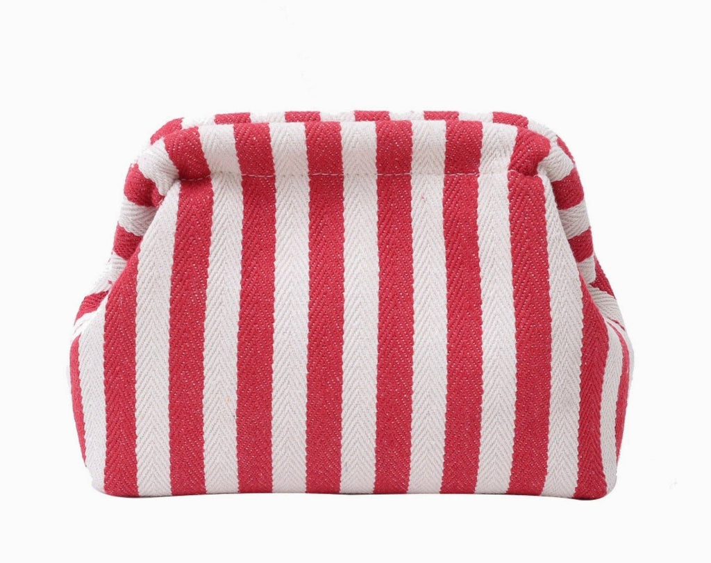 Cute Striped Makeup Pouch Red