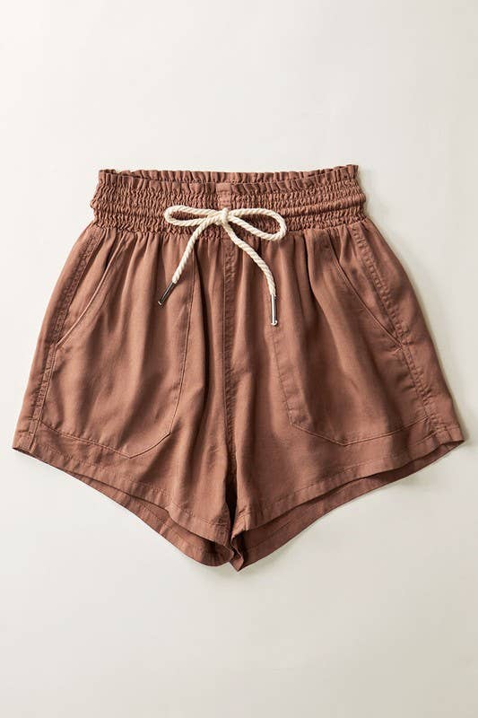 ROPE DRAWSTRING TENCEL SUMMER SHORTS