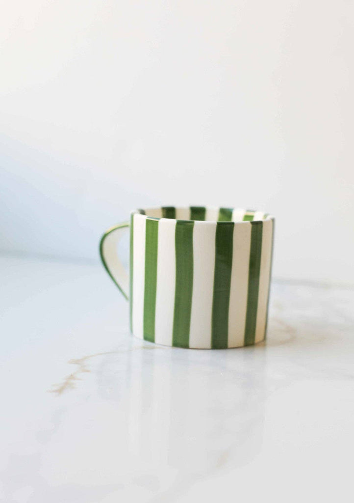 green Simple Striped Mugs