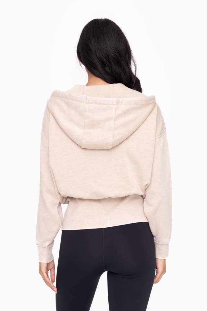 Fleece Hoodie Jacket with Tapered Sleeves: S:M:L NATURAL