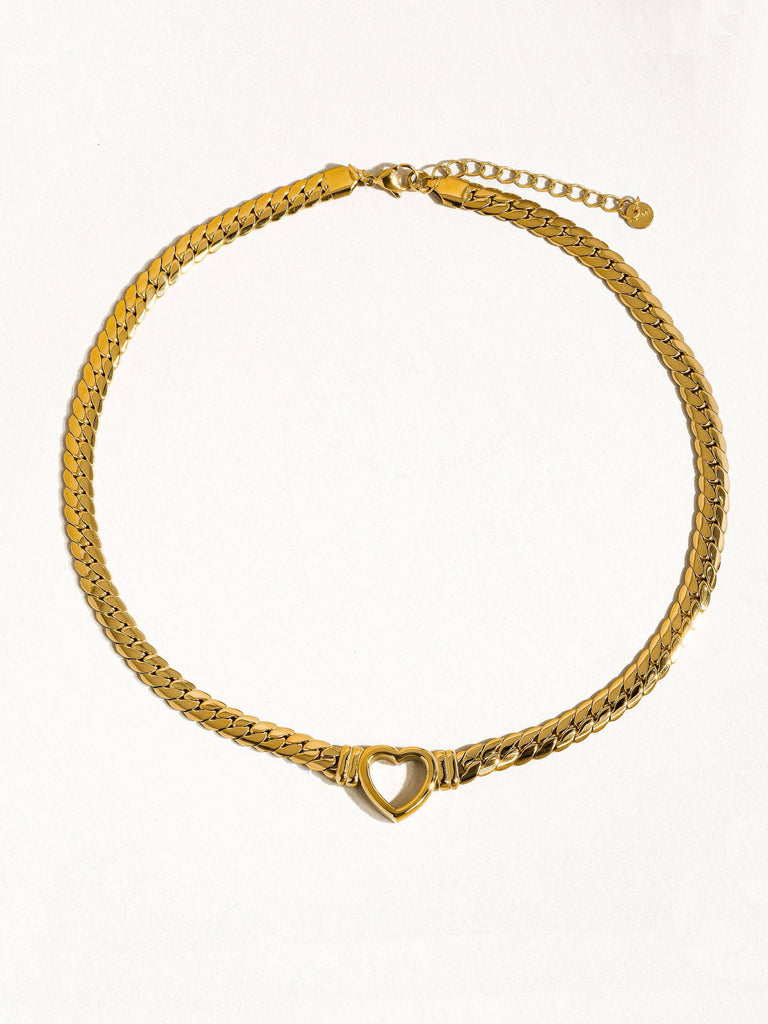 Tessa 14K Non-Tarnish Heart Snake Chain Necklace, Bracelet
