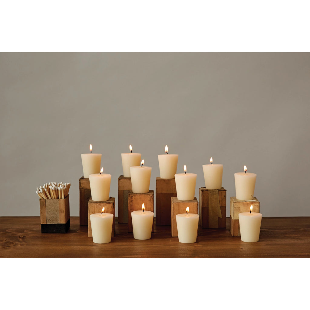 Unscented Votive Candles In Box, Set of 12