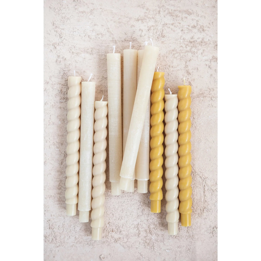 Cream Unscented Taper Candles, Powder Finish, sold individually