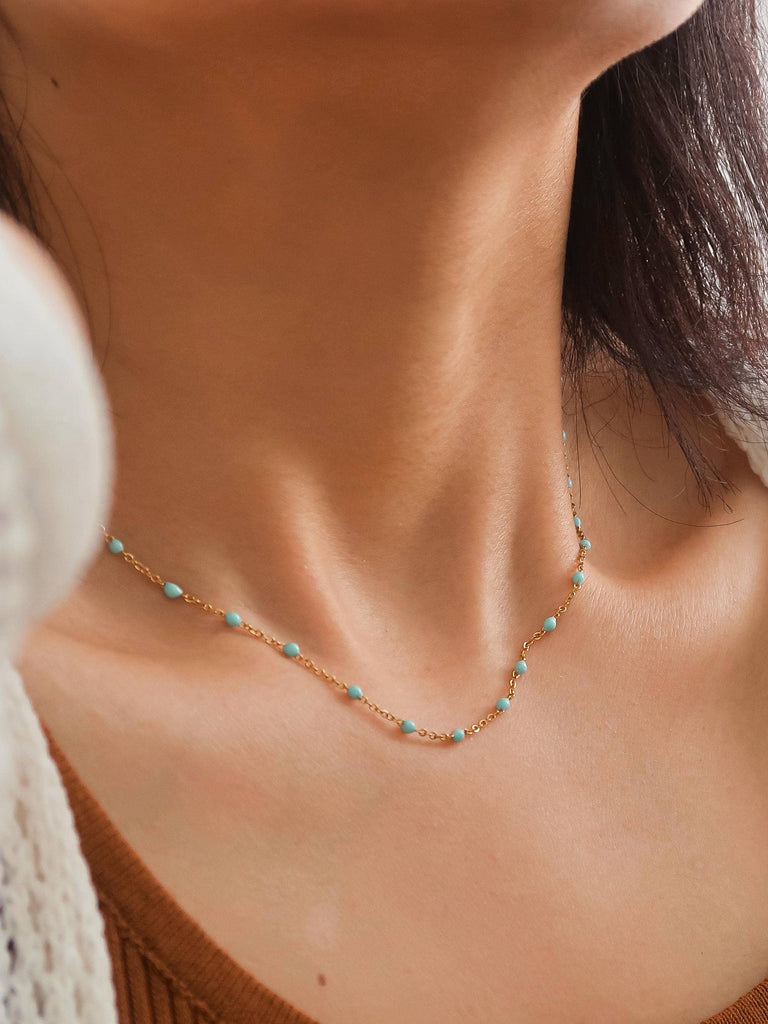 Soleil 18K Gold Non-Tarnish Beaded Petite Chain Necklace