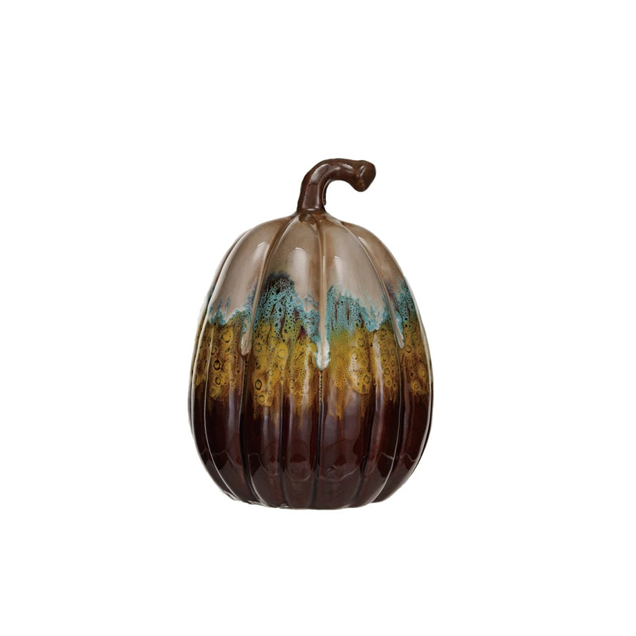 Stoneware Pumpkin, Reactive Glaze, Multi Color (Each One Will Vary)