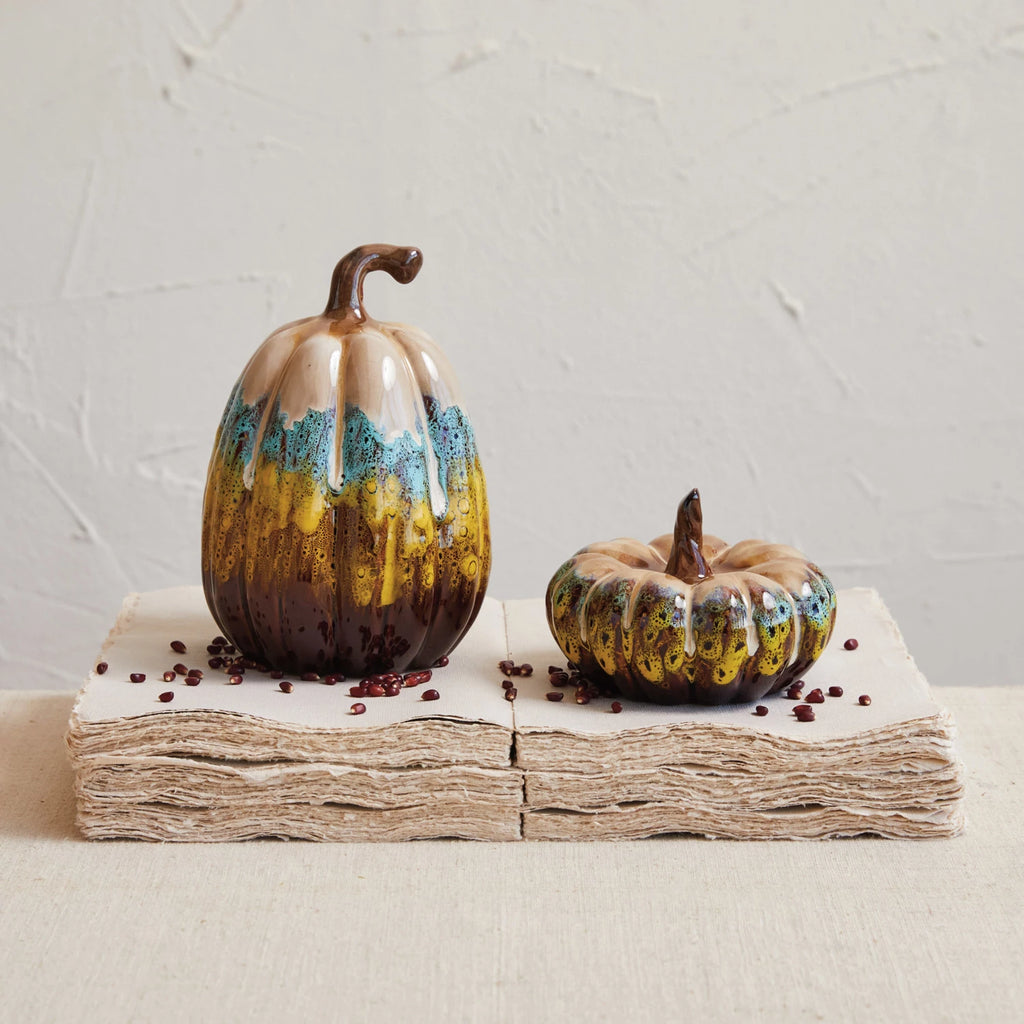 Stoneware Pumpkin, Reactive Glaze, Multi Color (Each One Will Vary)