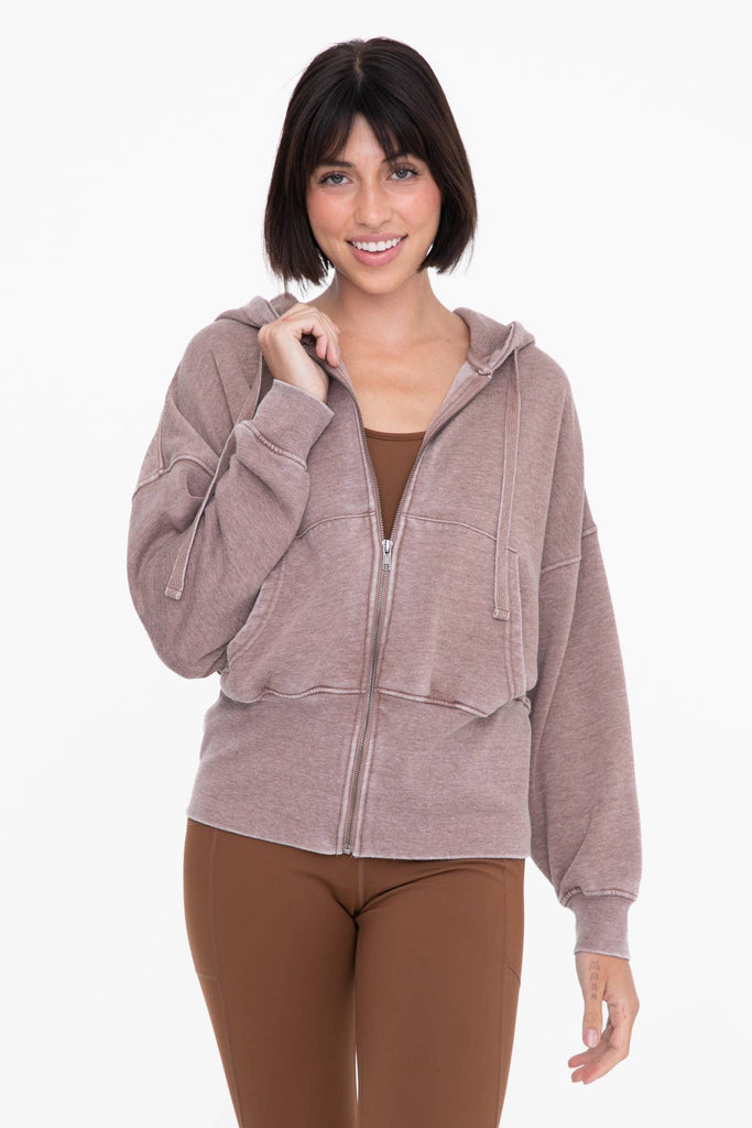 Fleece Hoodie Jacket with Tapered Sleeves: S:M:L NATURAL