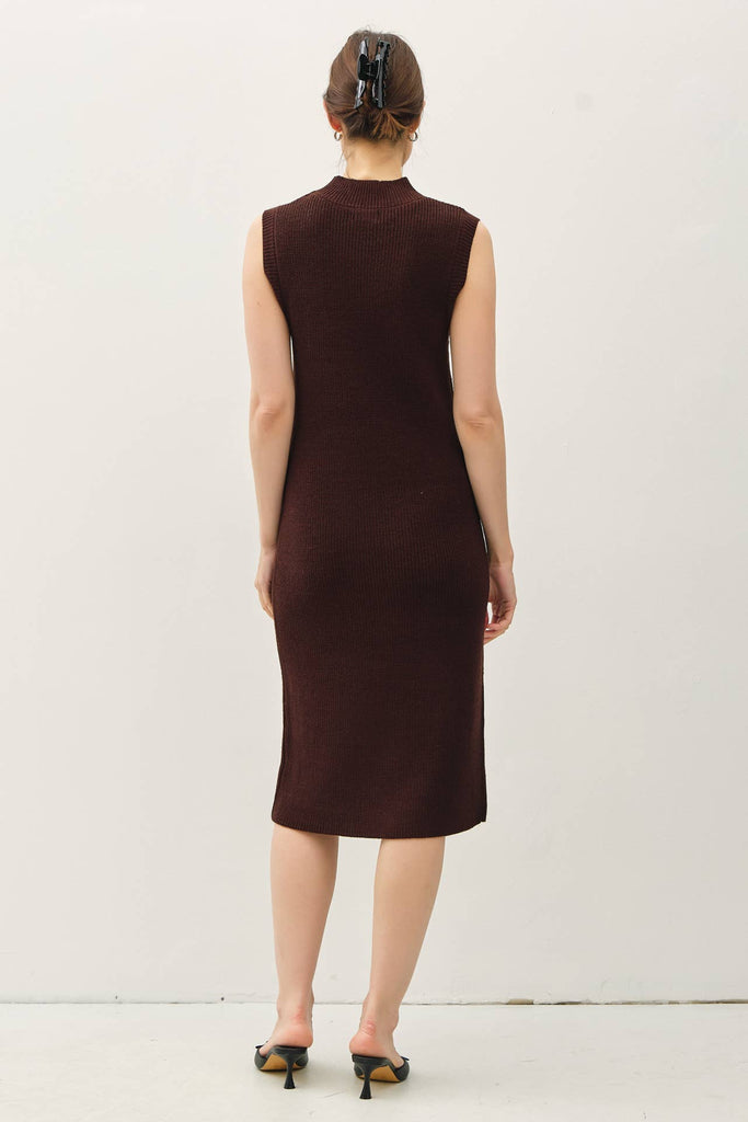 SLEEVELESS MOCK NECK SWEATER DRESS