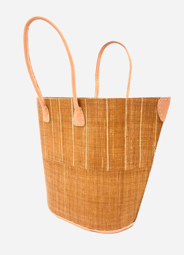 Santa Cruz Two Tone Pinstripes Large Straw Tote Bag