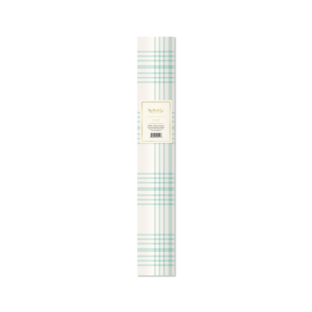 Blue Plaid Paper Table Runner