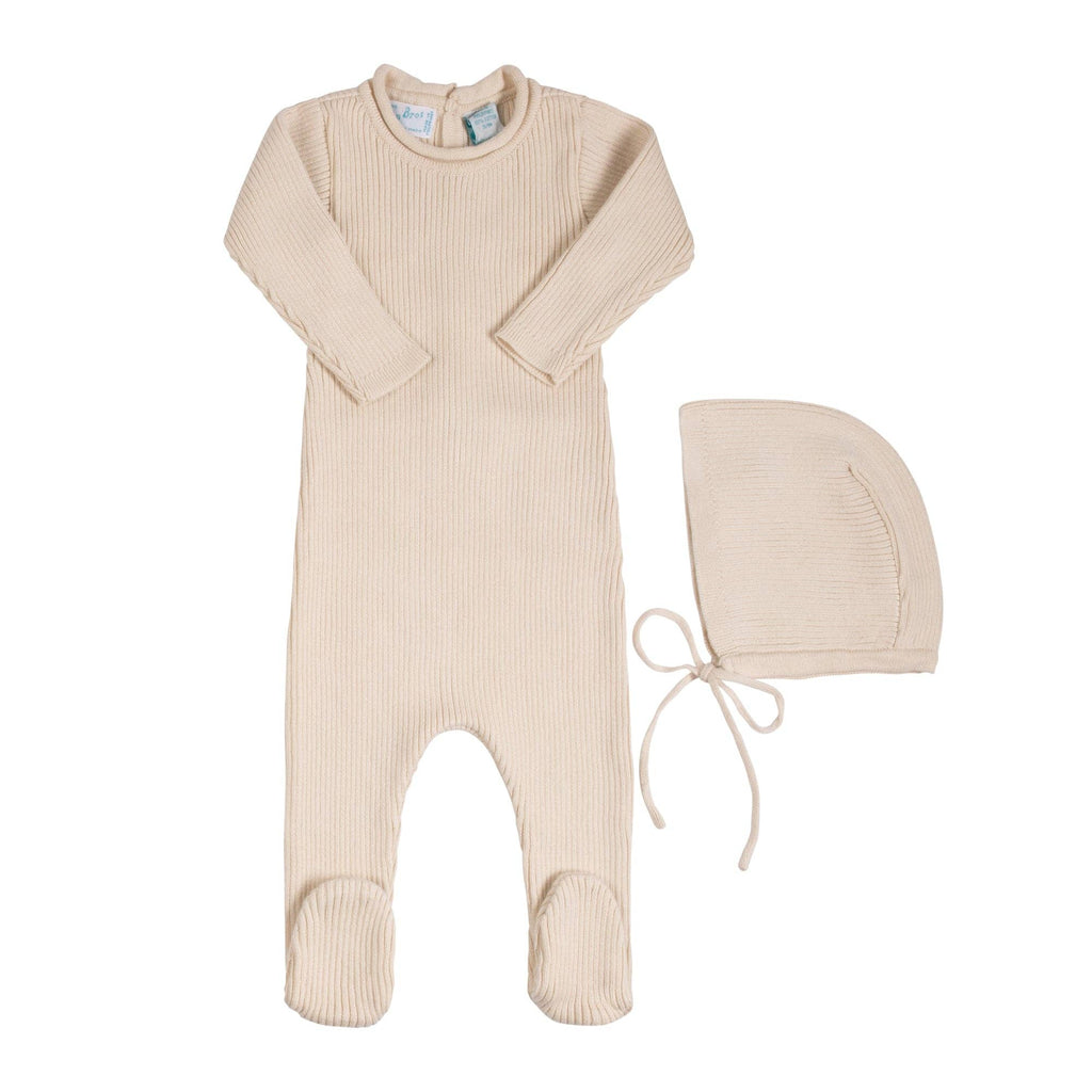 Baby Boys & Girls Rolled Collar Ribbed Knit Romper with Hat