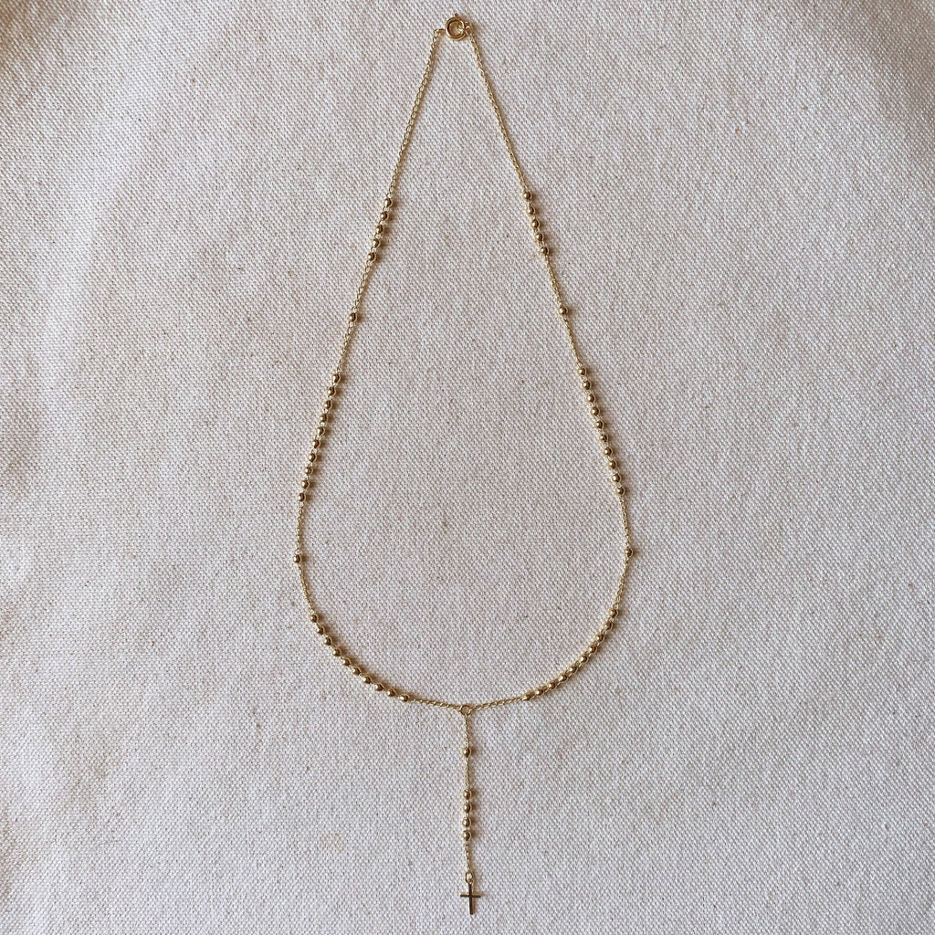 18k Gold Filled Simple Cross Rosary Necklace