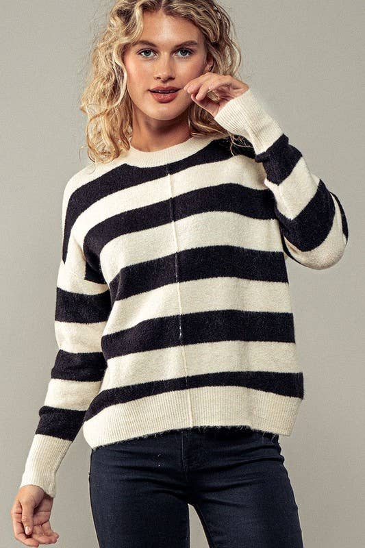 Striped Away Woven Knit Top