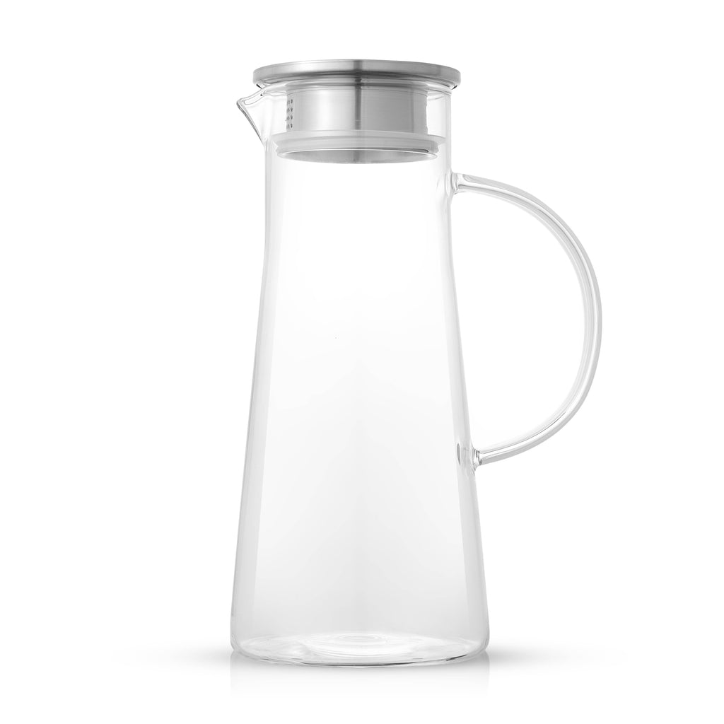 Breeze Glass Drink Water Pitcher with Stainless Steel Lid