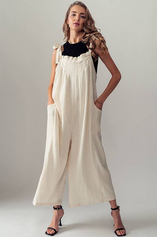 TIE STRAPS WIDE LEG JUMPSUIT