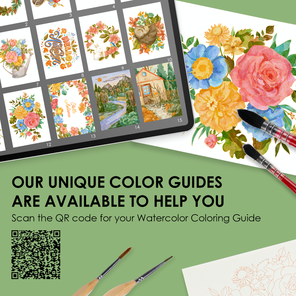 15 Sheets 140LB Autumn-Themed Watercolor Coloring Book