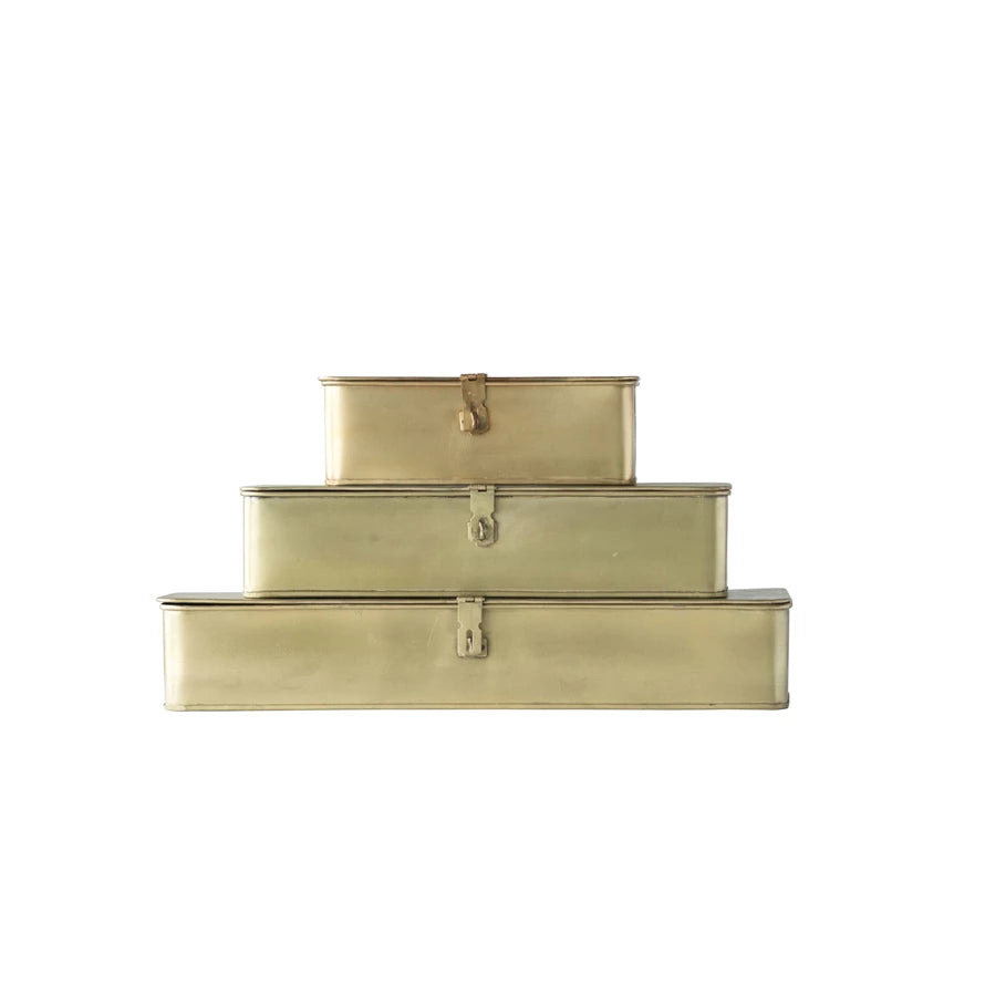 Decorative Metal Boxes, Brass Finish, sold individually