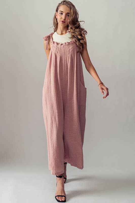 TIE STRAPS WIDE LEG JUMPSUIT