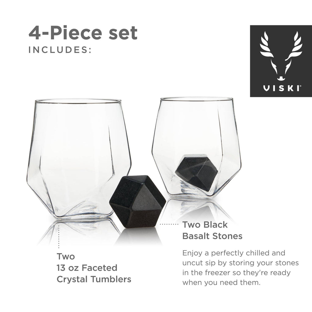 Faceted Tumblers & Hexagonal Basalt Stones individually