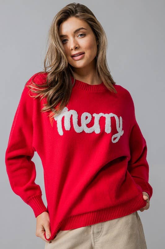 Merry Embroidered Crewneck Sweater