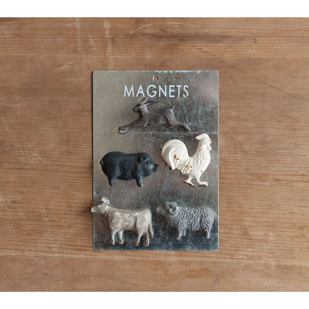 Pewter Animal Magnets on Card, Set of 5