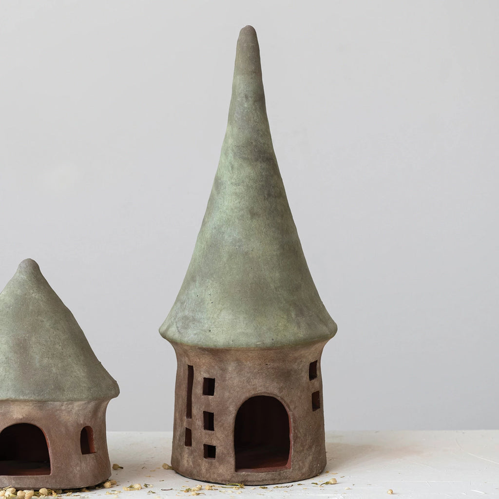 Terra-cotta Toad House, Green & Natural tall one