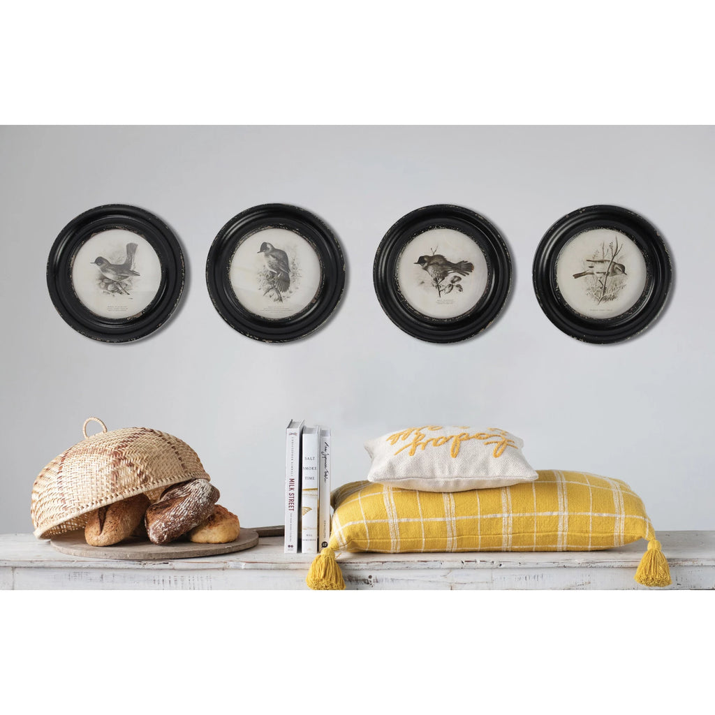 MDF Framed Wall Décor w/ Bird, Black & White, 4 Styles