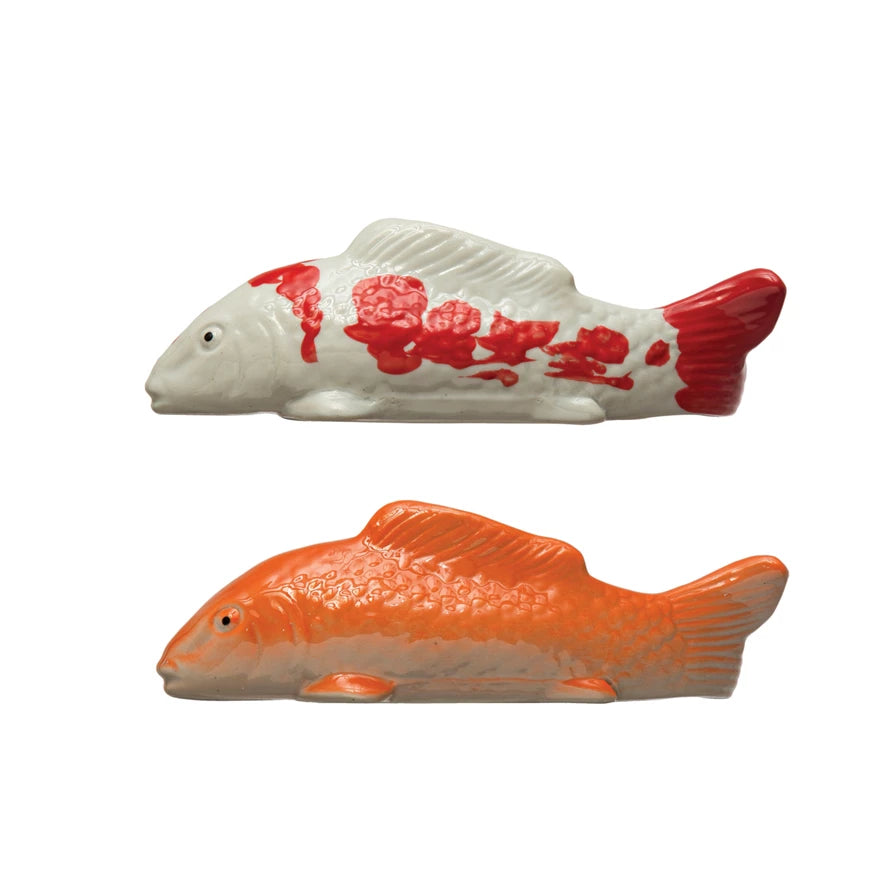 Stoneware Floating Fish, Orange Color & White, 2 Styles