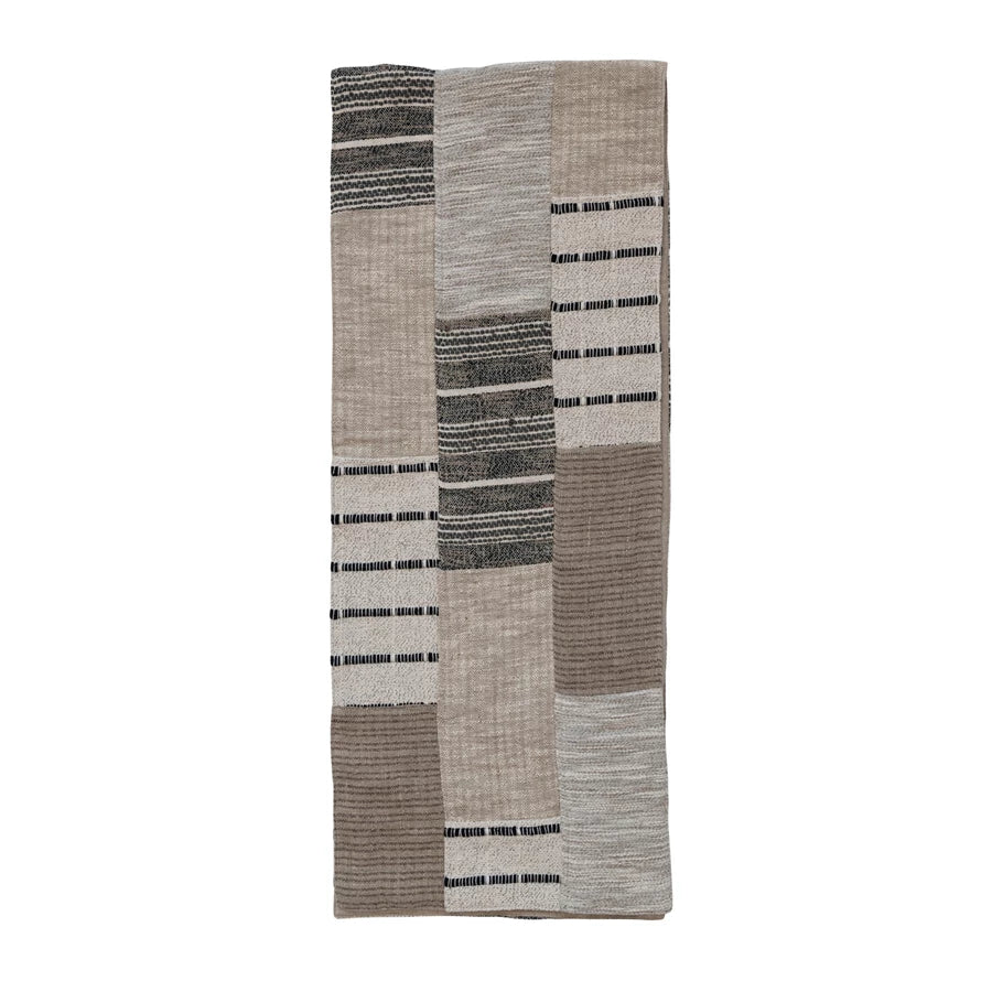 Cotton Slub Patchwork Table Runner, Multi Color (Each One Will Vary)