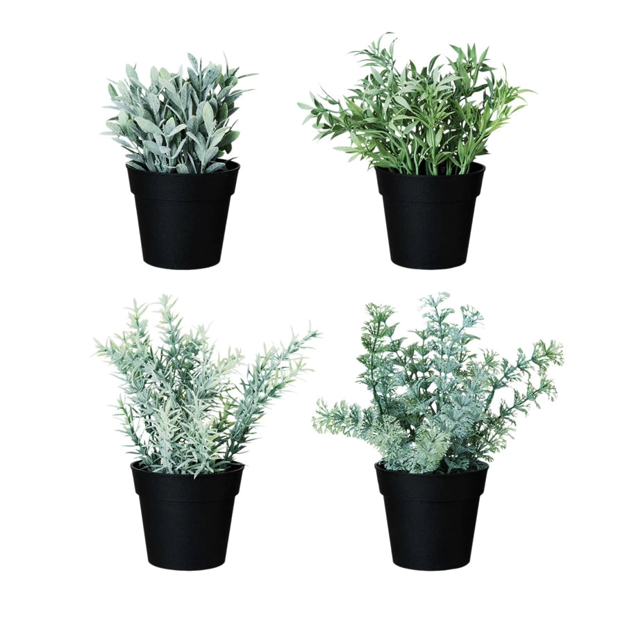 Faux Herbs in Plastic Pots, 4 Styles