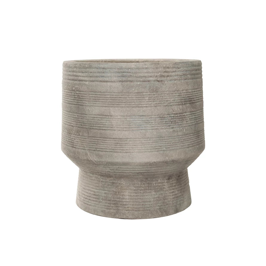 Stoneware Footed Planter w/ Debossed Lines