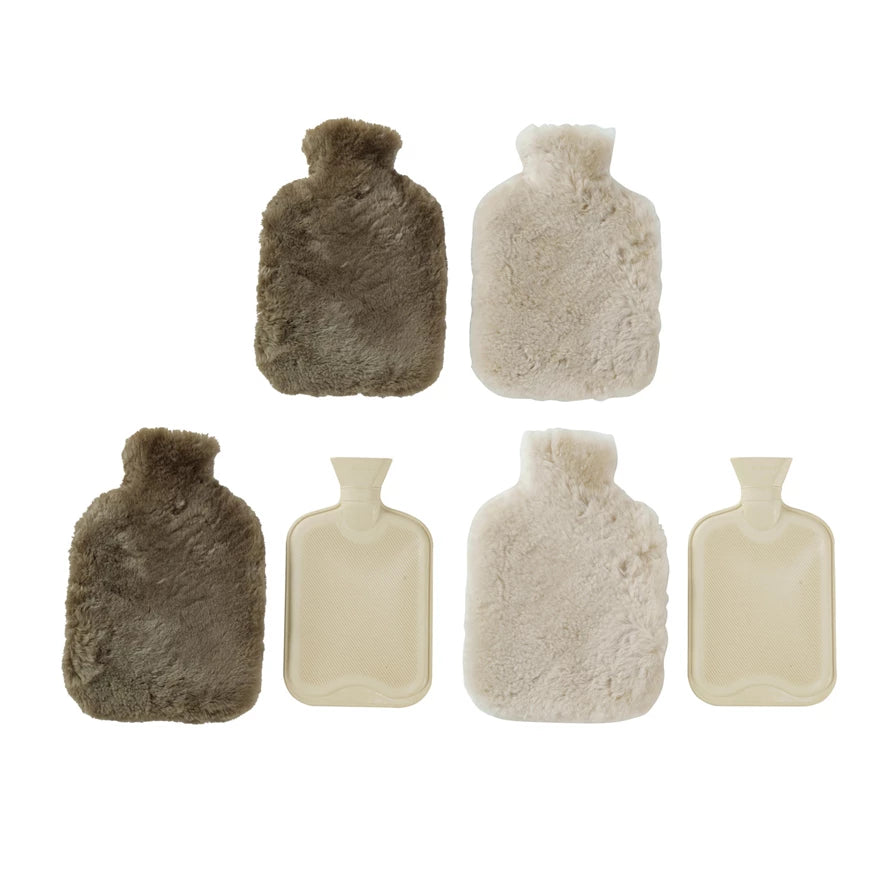 Water Bottle w/ Sheep Fur Cover, 2 Colors