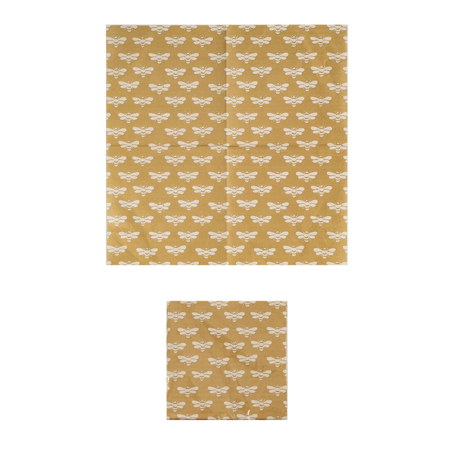 Paper Napkins w/ Bee Pattern (Contains 50 Folded Pieces)