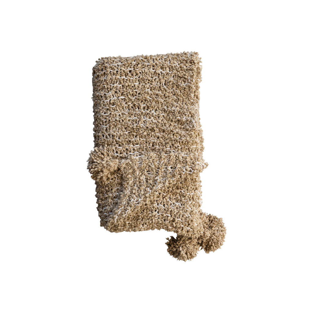 Woven Fabric Chunky Knit Throw w/ Tassels