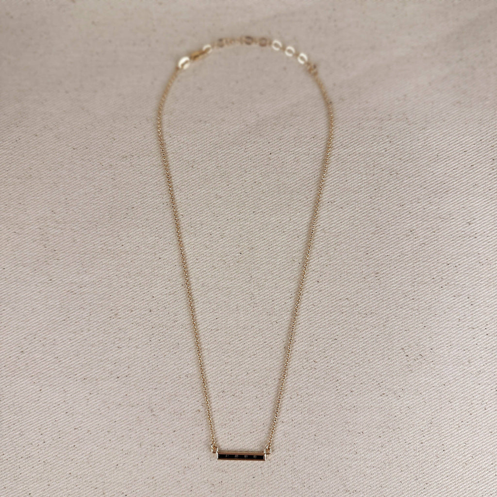 18k Gold Filled CZ Bar Necklace