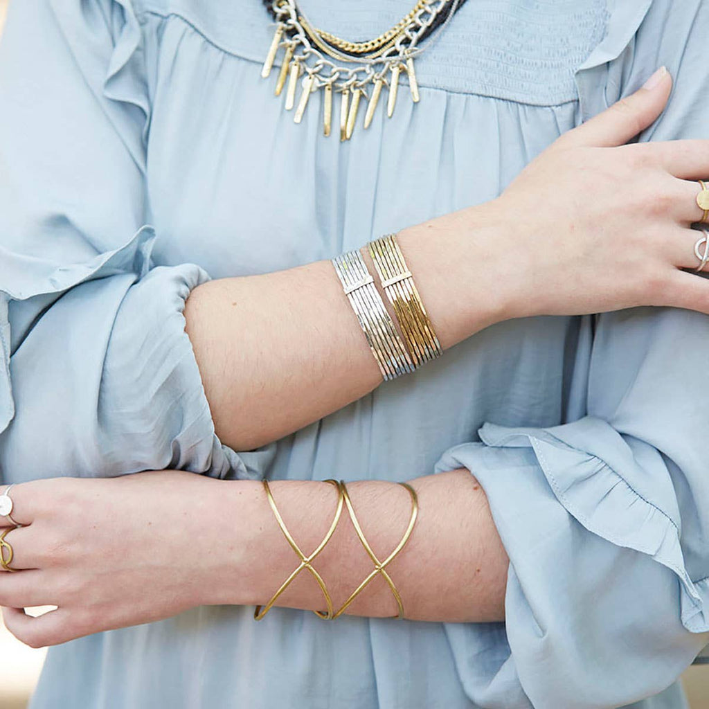 Calera Crossed Cuff - Gold Bracelet