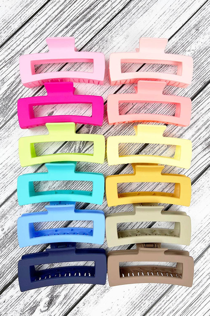 ASSORTED SOLID MATTE RECTANGLE SHAPED HAIR CLAW