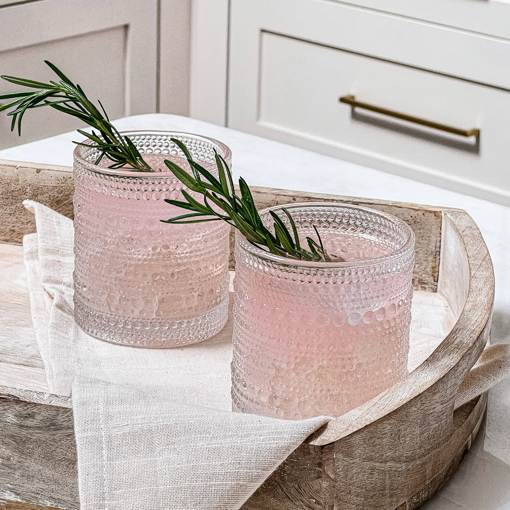 10 oz Textured Beaded Clear Old Fashion Drinking Glasses