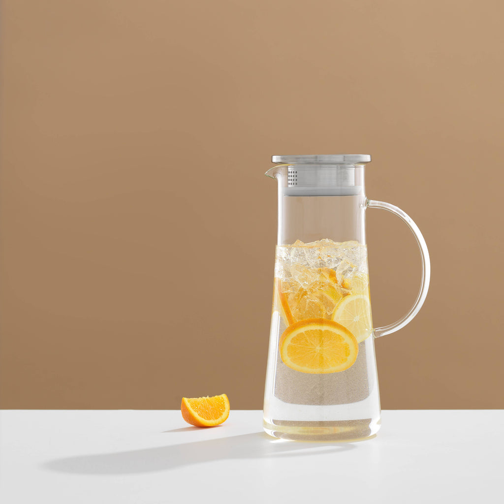 Breeze Glass Drink Water Pitcher with Stainless Steel Lid