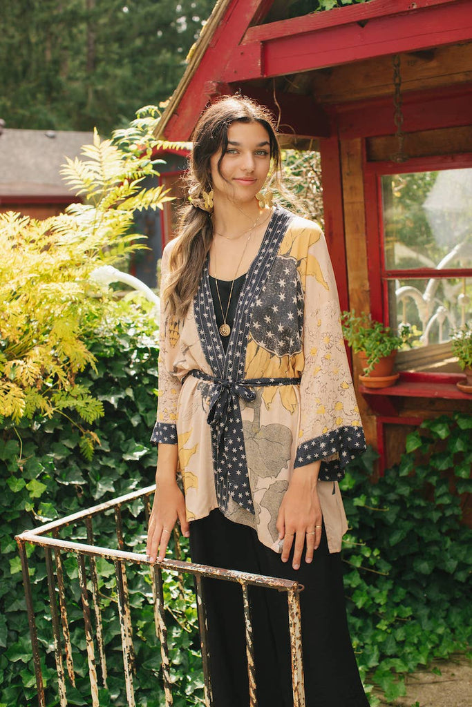 Milk & Honey Bamboo Bohemian Kimono Cardigan with Belt