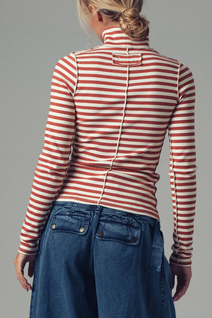 Striped Turtleneck Knit Top