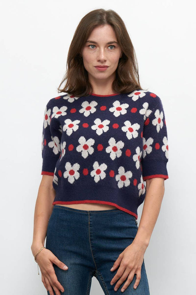Floral Knit Cropped Sweater