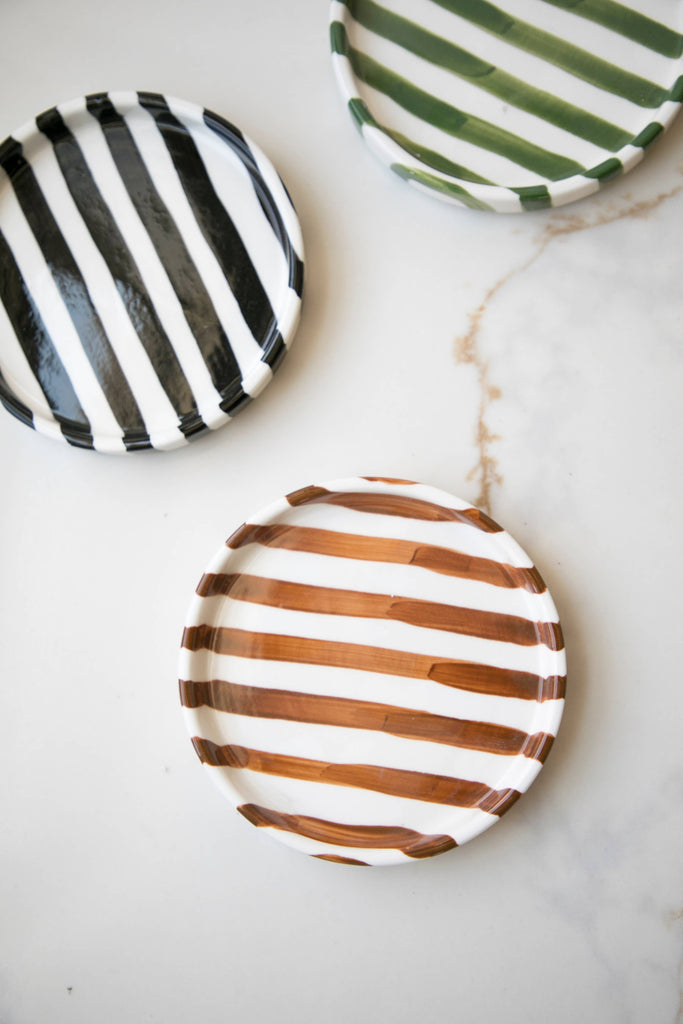 green Striped Plates