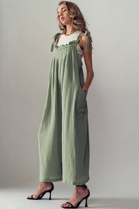 TIE STRAPS WIDE LEG JUMPSUIT